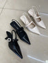 Close Pointy Toe Sling Back Kitten Heel